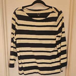 J. Crew Navy and Cream Striped Long Sleeve Tee